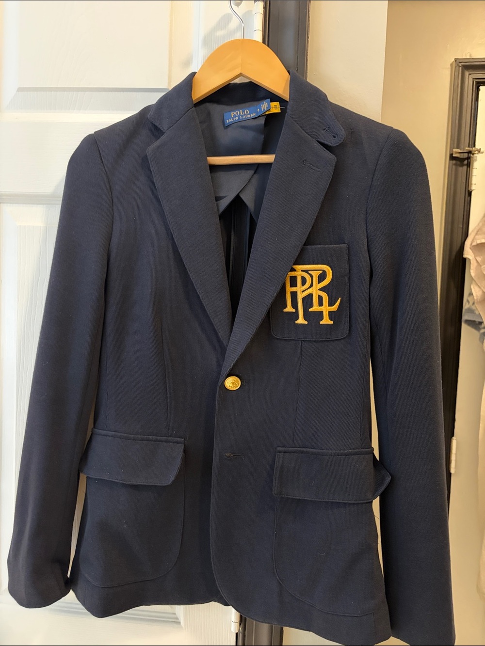Polo by Ralph Lauren Navy Blazer with Gold Crest Patch